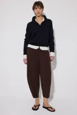 GABARDINE BALLOON PANTS WITH ELASTIC WAISTBAND GABARDINE BALLOON PANTS WITH ELASTIC WAISTBAND