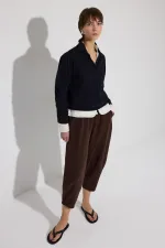 GABARDINE BALLOON PANTS WITH ELASTIC WAISTBAND GABARDINE BALLOON PANTS WITH ELASTIC WAISTBAND