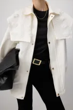 ÇİÇEK DANTELLİ GABARDİN CEKET