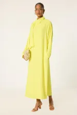 DİK YAKA VİSKON ELBİSE