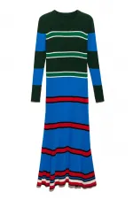 ÇOK RENKLİ ÇİZGİLİ TRİKO ELBİSE