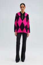 BAKLAVA PATTERNED POLO NECK KNITWEAR TUNIC BAKLAVA PATTERNED POLO NECK KNITWEAR TUNIC