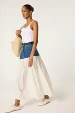 DENIM POPLIN SKIRT