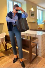 ELASTIC WAIST DENIM PANTS