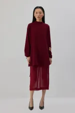 STAND COLLAR CREPE TUNIC STAND COLLAR CREPE TUNIC