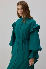RUFFLED CUPRA DRESS