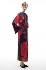 ÇİÇEK DESENLİ ÖNÜ BAĞLAMALI ELBİSE