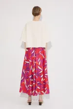 BELİ LASTİKLİ DESENLİ ETEK