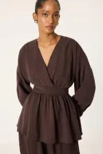 ENSEMBLE 2 PIÈCES TUNIQUE À PÉPLUME ET PANTALON SALWAR