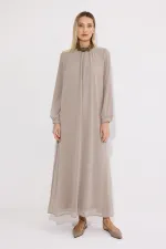 STAND-NECK CHIFFON DRESS STAND-NECK CHIFFON DRESS