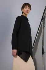 CHEMISE EN POPLIN AVEC DÉTAILS EN CHIFFON