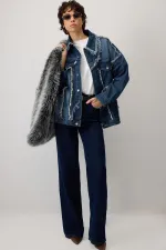 PÜSKÜLLÜ PARÇALI DENIM CEKET