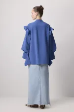 LINEN TEXTURED RUFFLED SHIRT