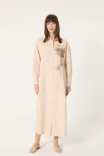 ROBE CHEMISE BRODÉE À TEXTURE NATURELLE