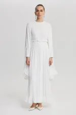 VOLANLI ŞİFON ELBİSE