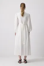 V YAKA GOFRE ELBİSE