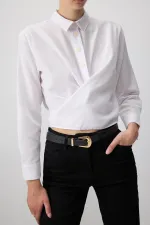 KUŞAKLI KISA POPLİN GÖMLEK