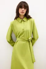 SHIRT COLLAR CREPE DRESS SHIRT COLLAR CREPE DRESS