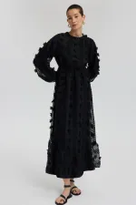 CHIFFON DRESS WITH GATHERED WAIST