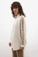 KETEN İŞLEMELİ GÖMLEK