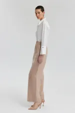 PANTALON EN LIN AVEC DÉTAILS EN ORGANZA