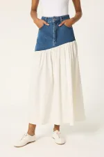 DENIM POPLIN SKIRT