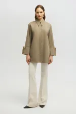 GENİŞ MANŞETLİ POPLİN GÖMLEK