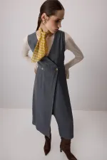 WRAP-BREASTED PLEATED VEST
