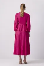 FRONT-TIE SATIN BLOUSE AND SKIRT SET FRONT-TIE SATIN BLOUSE AND SKIRT SET