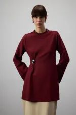 DRAPED BLOUSE WITH METAL ACCESSORIES