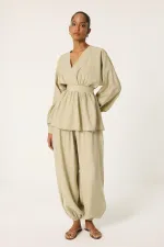 PEPLUM TUNIC AND SHALWARS PANTS 2-PIECE SET
