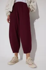 GABARDINE BALLOON PANTS WITH ELASTIC WAISTBAND