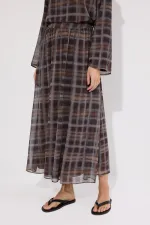 Ensemble 2 pièces en mousseline à carreaux avec col châle