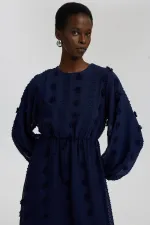 CHIFFON DRESS WITH GATHERED WAIST