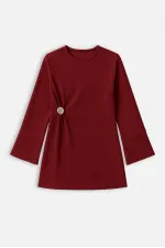 DRAPED BLOUSE WITH METAL ACCESSORIES