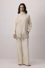 KETEN DOKULU ÇİZGİLİ YELEK