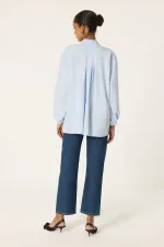 FRONT PLEATED POPLIN SHIRT