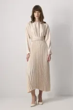 PİLELİ SATEN  ELBİSE