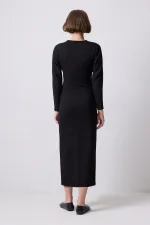 STEEL KNIT DRESS WITH TIE-UP