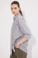 NAKIŞ DETAYLI ÇİZGİLİ GÖMLEK