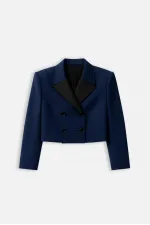 SHORT BLAZER JACKET WITH SATIN COLLAR