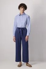 PANTALON À TAILLE ÉLASTIQUE ET JAMBES LARGES