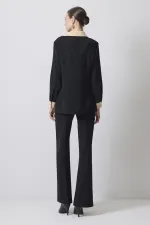 GOLD BUTTONED CREPE SHIRT