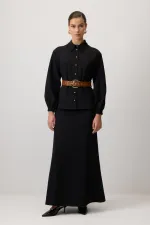 ENSEMBLE CHEMISE ET JUPE TEXTURÉES AVEC CEINTURE