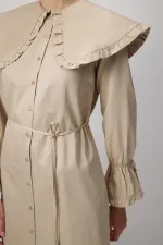 RUFFLED WIDE COLLAR SHIRT DRESS RUFFLED WIDE COLLAR SHIRT DRESS