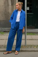 PANTALON À JAMBES LARGES EFFET DENIM