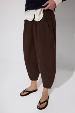 GABARDINE BALLOON PANTS WITH ELASTIC WAISTBAND GABARDINE BALLOON PANTS WITH ELASTIC WAISTBAND