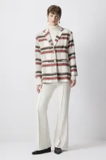 VESTE BLAZER À BOUTONS DORÉS À CARREAUX