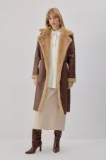 KÜRK DETAYLI DERİ KABAN