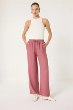 PANTALON À JAMBES LARGES AVEC TAILLE ÉLASTIQUE